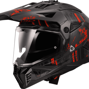 Casco pioneer II crazy negro mate gris rojo LS2